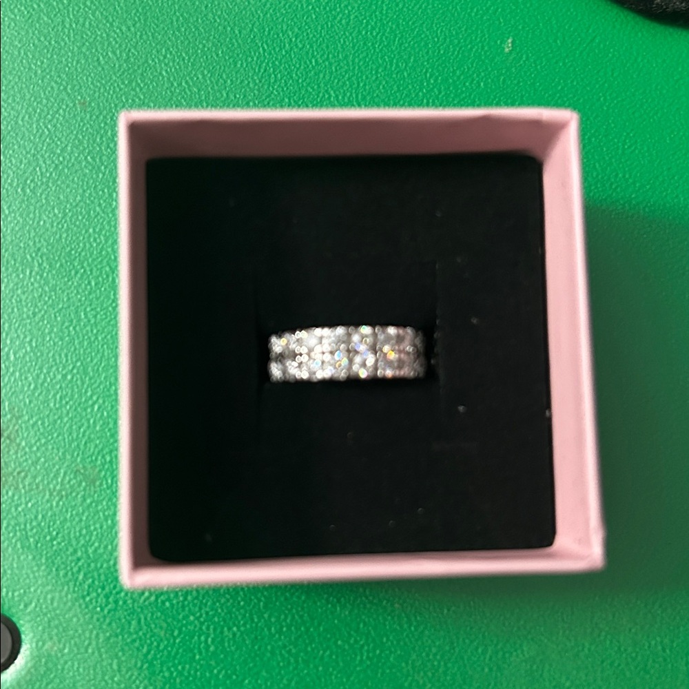 Double Eternity Half Moissanite/half 925 Elegant Women's Ring